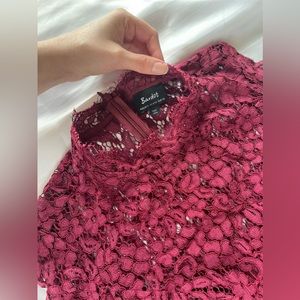 Burgundy Lace Bodycon Midi Dress